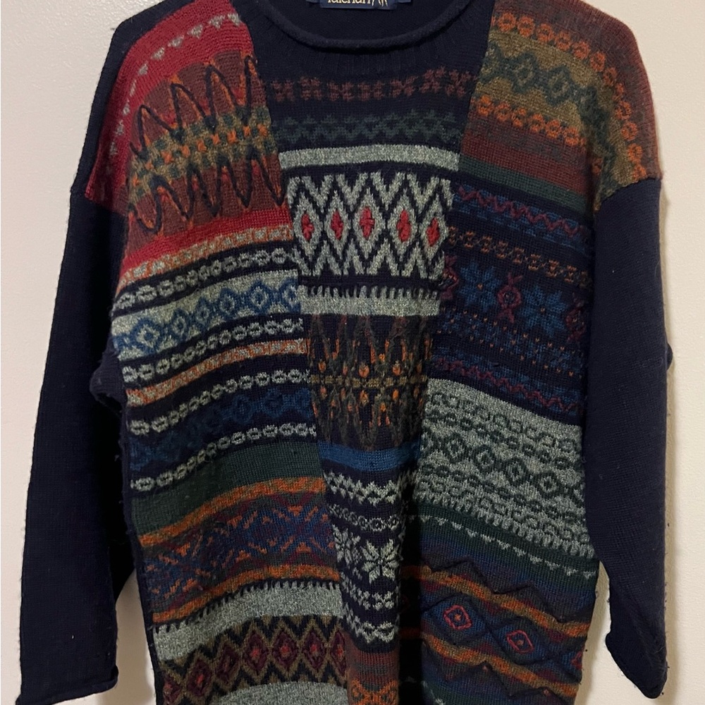 Tulchan Multicolor Geometric Wool Crewneck Sweater - Picture 1 of 6